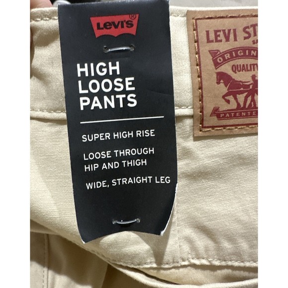 NEW Levi's Premium Pleated High Loose Pants Beige Tan Women’s 31 X 32 Khaki $69 - Picture 3 of 4